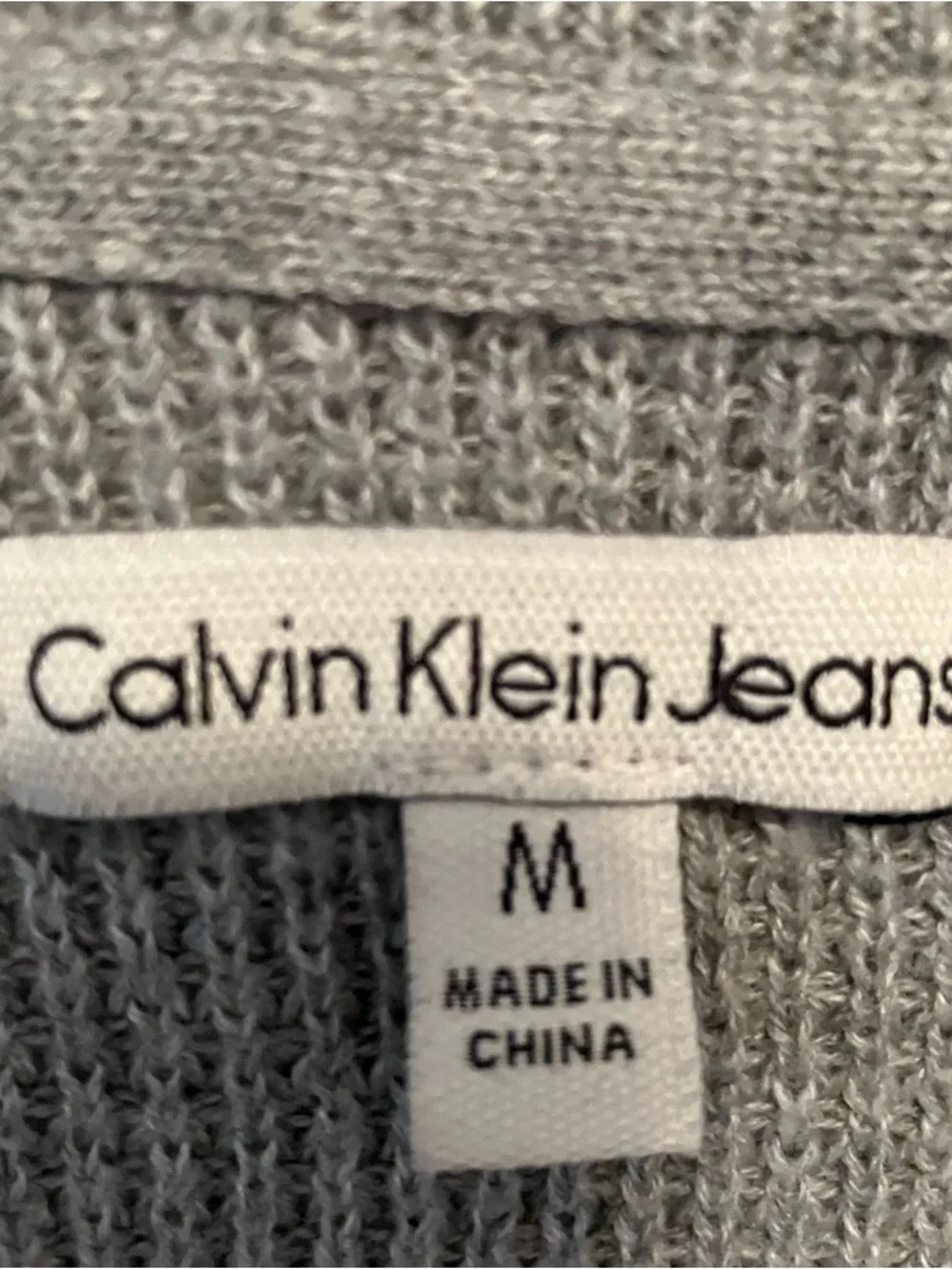 Calvin Klein Mens Waffle Weave Medium Gray Long Sleeve Crewneck Preppy Y2K